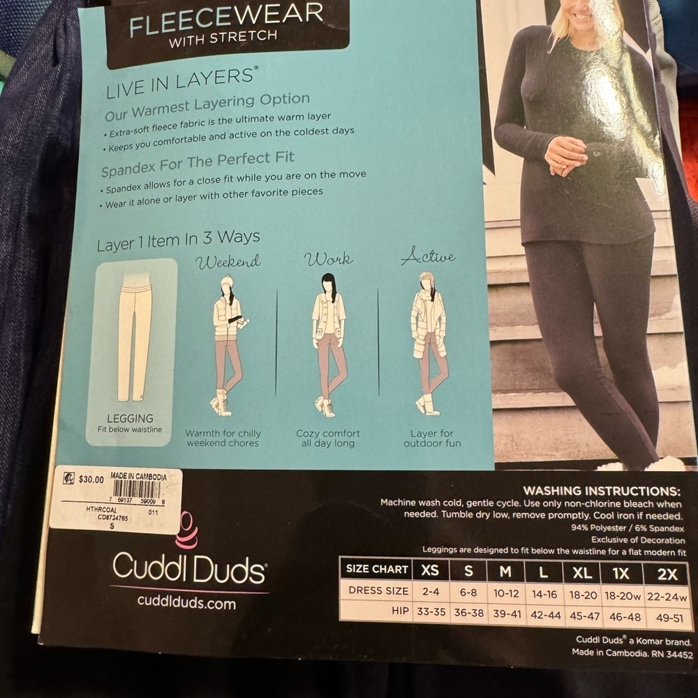Cuddl Duds Gray Fleece Leggings - Picture 5 of 5